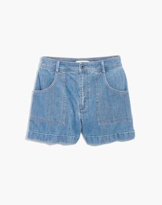 high rise cuffed denim shorts