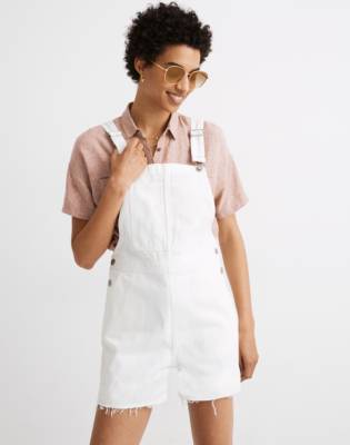 white denim overalls shorts