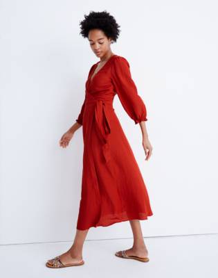 madewell bianca ruffle wrap dress