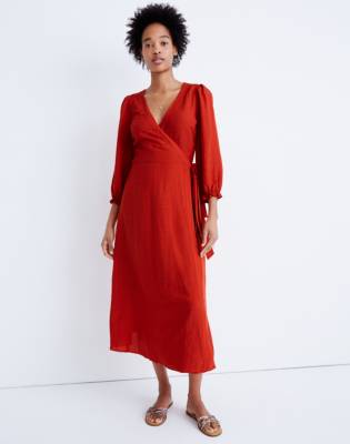 madewell bianca ruffle wrap dress