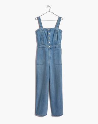 Denim Stitched-Strap Jumpsuit