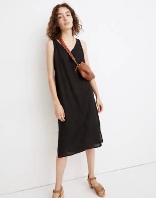 black v neck tank dress