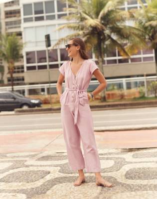 cotton jumpsuit with sleeves