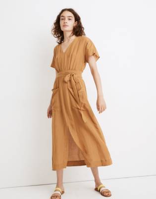 midi linen dress with sleeves