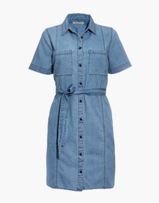 denim tie waist dress