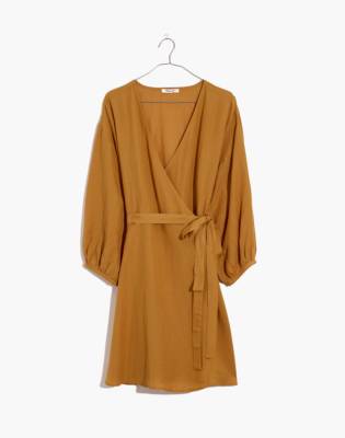 linen blend wrap dress