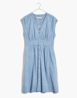 madewell denim button front dress