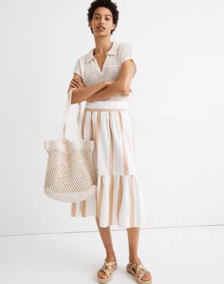 frill hem midi skirt