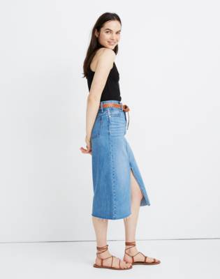 madewell denim midi skirt