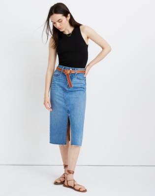 madewell denim midi skirt