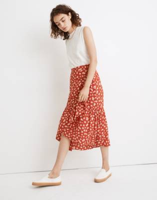 midi ruffle wrap skirt