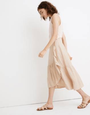 midi ruffle wrap skirt