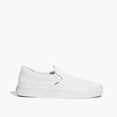 white leather slip on vans womens