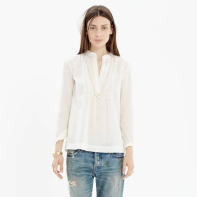 Eyelet-Inset Blouse : blouses | Madewell