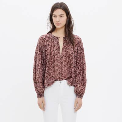 Stitched Peasant Top in Plum Floral : blouses | Madewell