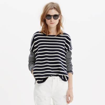 Striped Curved-Hem Sweater : pullovers | Madewell
