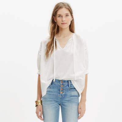 Tie-Neck Peasant Top : shirts & tops | Madewell