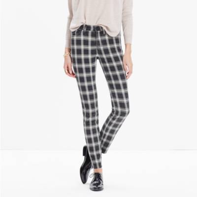 high waisted plaid jeans