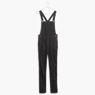 madewell black skinny overalls