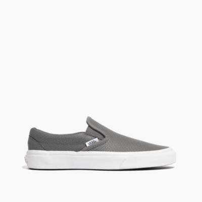 Vans® Classic Slip-On Sneakers in Grey Perforated Leather : sneakers ...