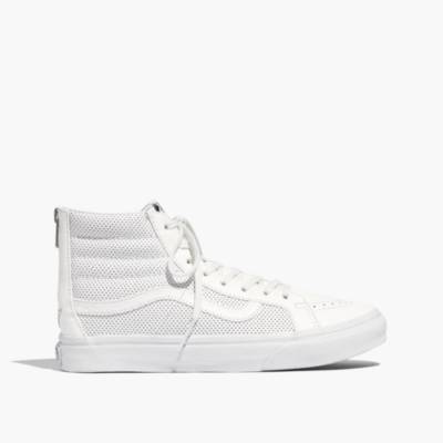 white leather hi top vans