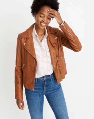 madewell washed leather trucker jacket