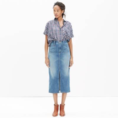 madewell midi jean skirt