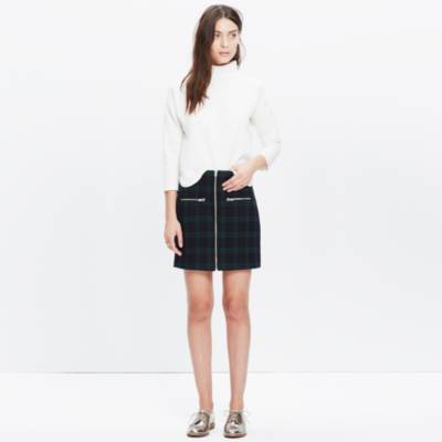 Zip Skirt in Dark Plaid : mini | Madewell