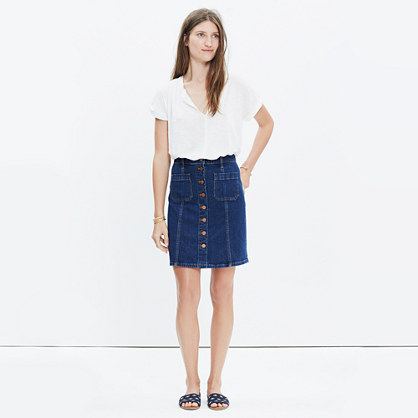 Denim Button-Front Skirt : mini | Madewell