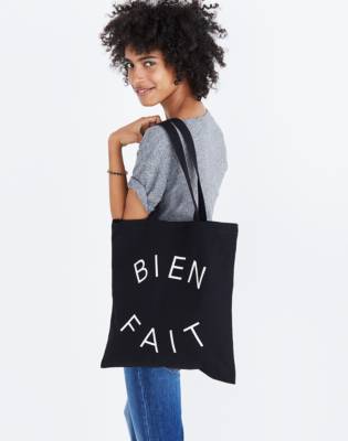 black fabric tote bag