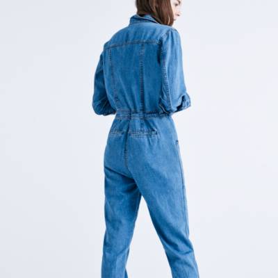 denim coverall romper