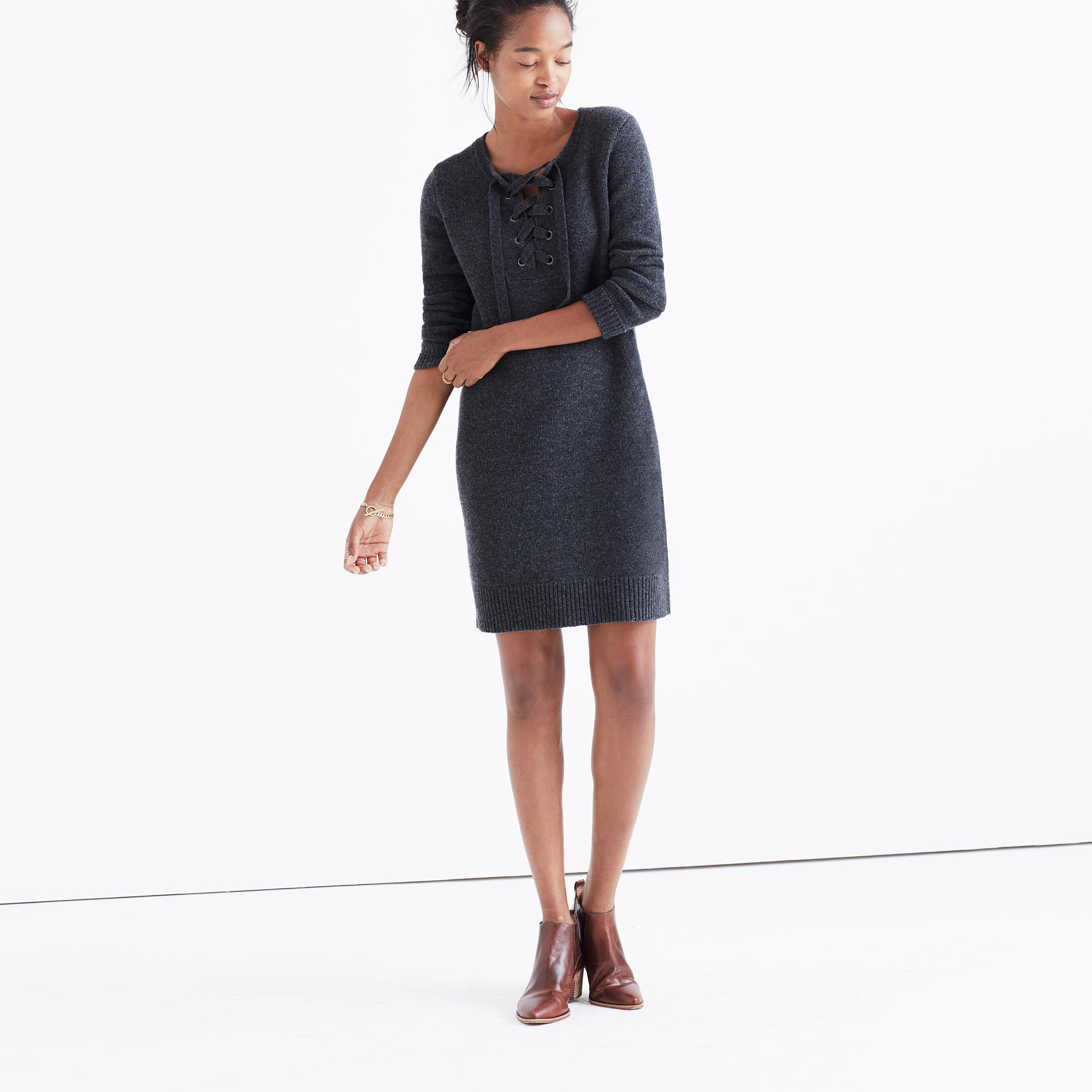 Lace-Up Sweater-Dress : casual dresses | Madewell