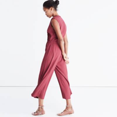 wrap front culotte jumpsuit