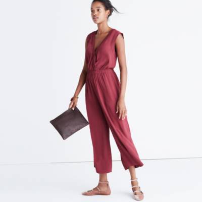 wrap front culotte jumpsuit