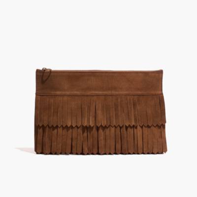 The Suede Fringe Clutch shopmadewell pouches & wallets Madewell