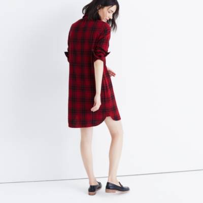 madewell plaid shirt dress