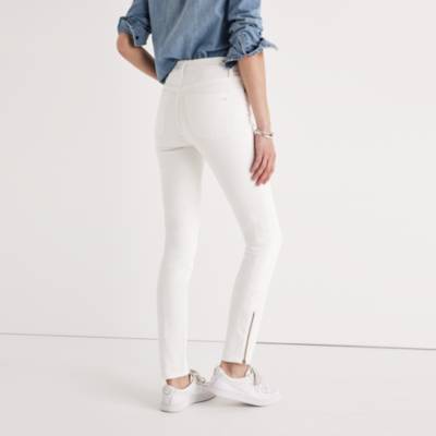 white zipper jeans