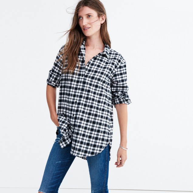 Flannel Oversized Side-Button Shirt in Bridgeport Plaid : shopmadewell ...