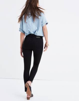 high rise dark jeans