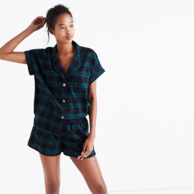 plaid flannel pajama shorts