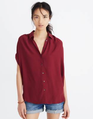 madewell central drapey shirt black