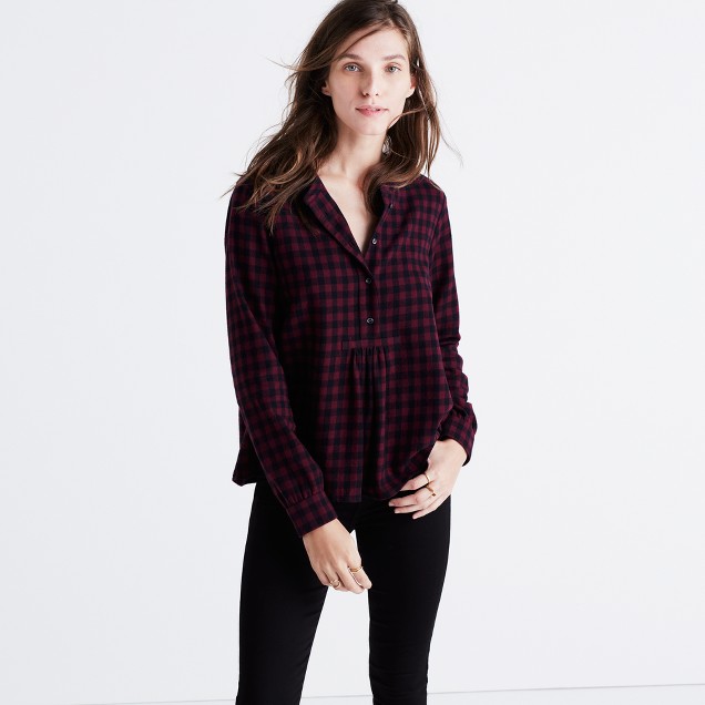 Flannel Market Popover Shirt in Gingham Check : shopmadewell button-up ...