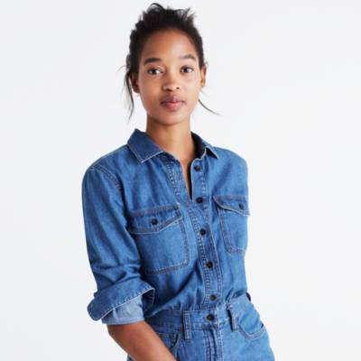 madewell denim structured shirtdress