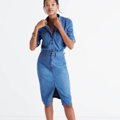 madewell denim structured shirtdress