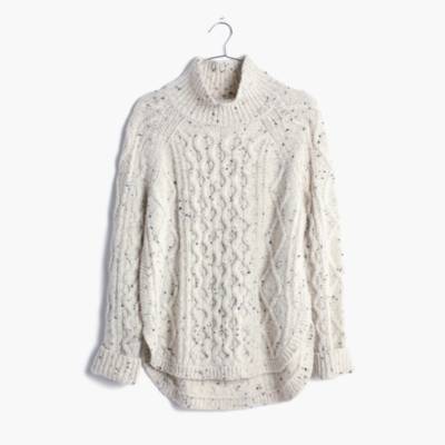 white turtleneck cable knit sweater