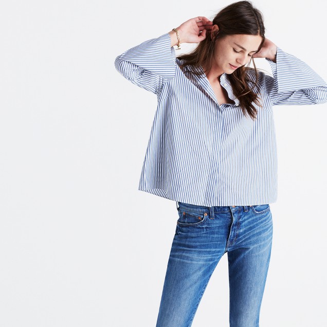 Bell-Sleeve Shirt in Stripe : shopmadewell button-up & popover shirts ...