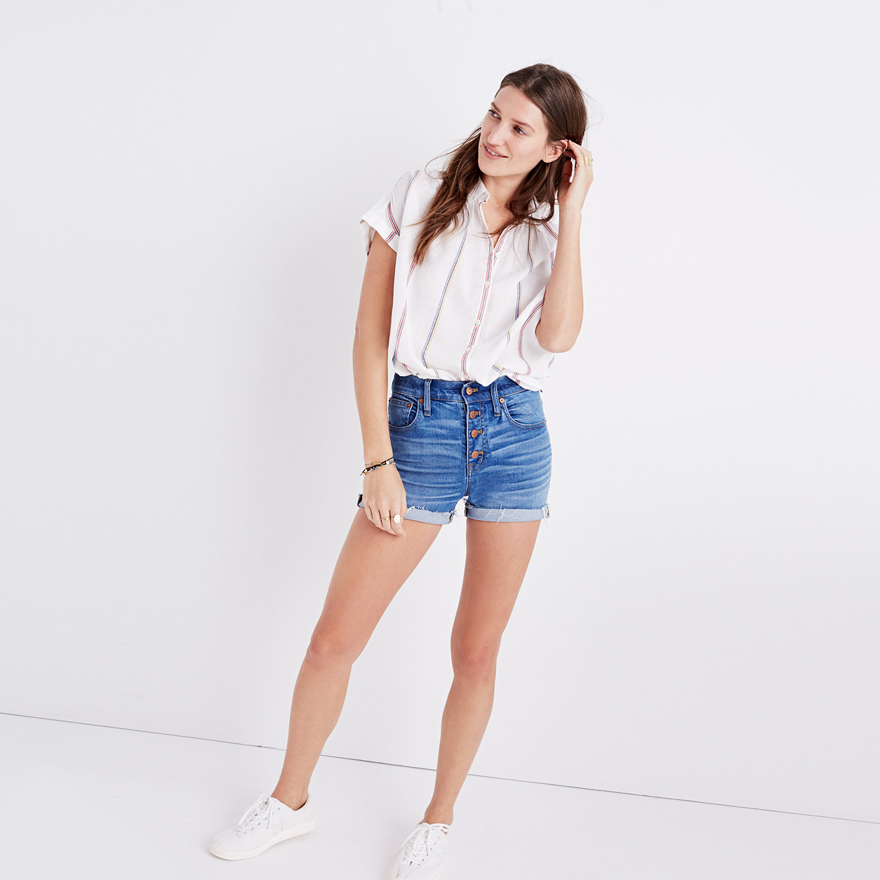 High-Rise Denim Shorts in Washed Black : shorts | Madewell