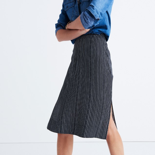 Striped Side-Slit Midi Skirt : shopmadewell midi & maxi | Madewell