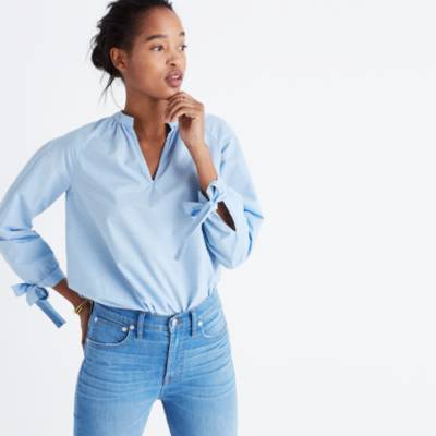madewell tie sleeve sweater