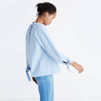 madewell tie sleeve sweater